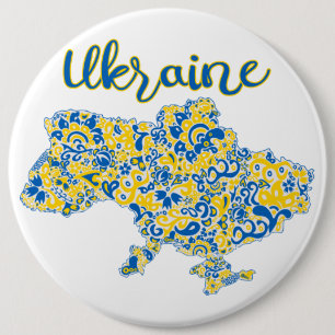Folklorisches Muster und ukrainische Typografie Button