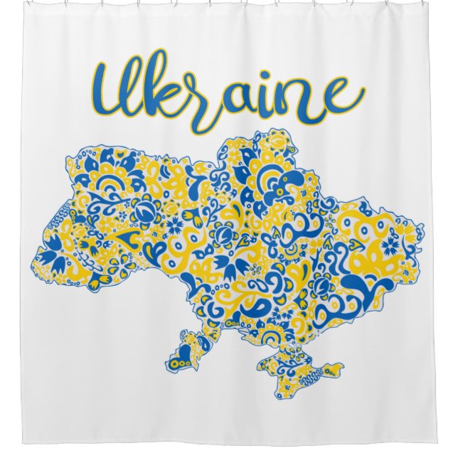 Folklorisches Muster und ukrainische Typografie Duschvorhang (Vorderseite)