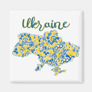 Folklorisches Muster und ukrainische Typografie Magnet