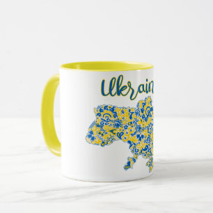 Folklorisches Muster und ukrainische Typografie Tasse