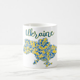Folkloristisches Muster und ukrainische Typografie Kaffeetasse