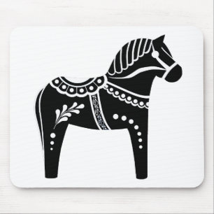 Folkschwarz-weißes Dala-Pferd, Folk Friesian Mousepad