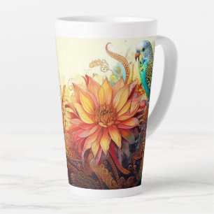 Folksy Blue Parakeets mit Paisley und Blume Milchtasse