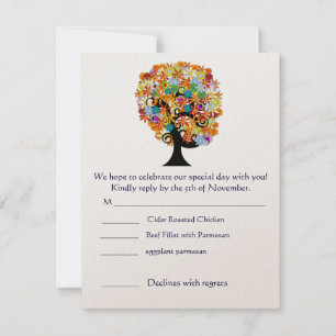 Folksy Blume Tree Whimsical Wedding RSVP Einladung