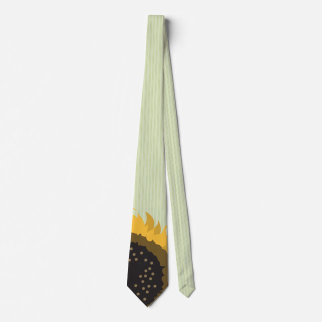 Folksy Green Sunflower Wedding Striping Krawatte (Vorderseite)