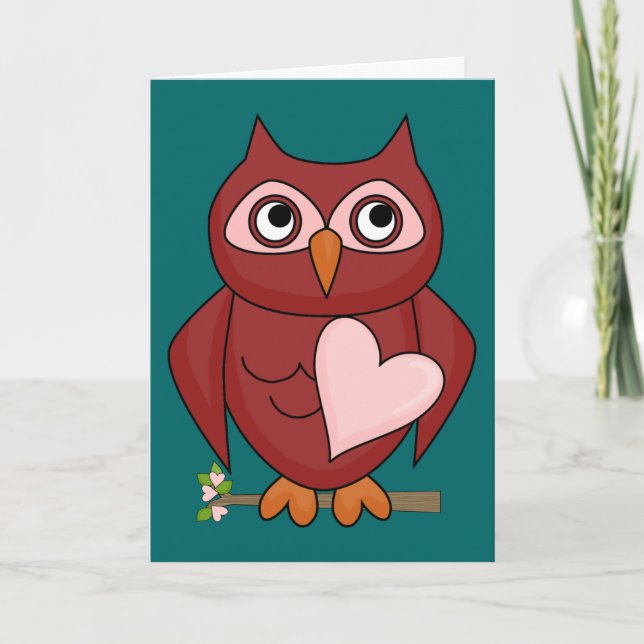 Folksy Red Owl - Abschluss Glückwünsche Karte (Vorderseite)