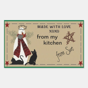 Folksy Snowman et les chats traitent les Étiquette