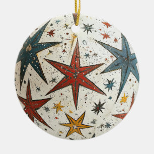 Folksy Stars Weihnachtsdekoration Keramik Ornament