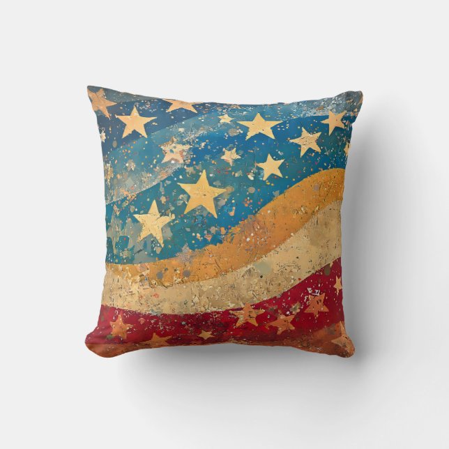 Folksy US Flagge Kissen (Vorderseite)