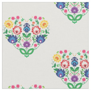 Folktische Blume - herzförmige Zusammensetzung Stoff