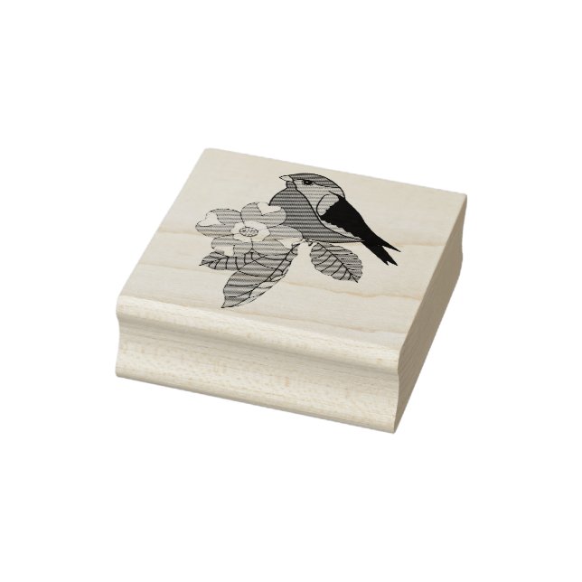 Folkvogel, Folk-Designvogel, Dogwood-Blume Gummistempel (Stempel)