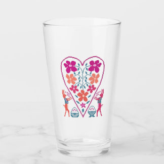 Folky Floral Coeur avec lapins Coupe de Verre