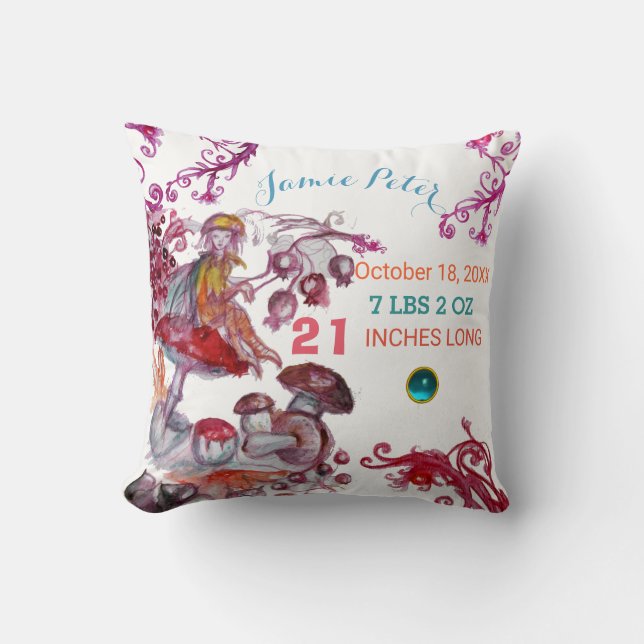 FOLLET MUSHROOMS BOY BABY SHOWER Baby Status Kissen (Vorderseite)