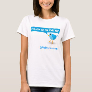 Follow-me auf Twitter-blaue Vogel-Damen-SpitzenT - T-Shirt