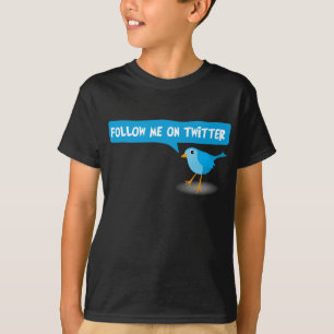 Follow-me auf Twitter-blauem Vogel scherzt T-Shirt