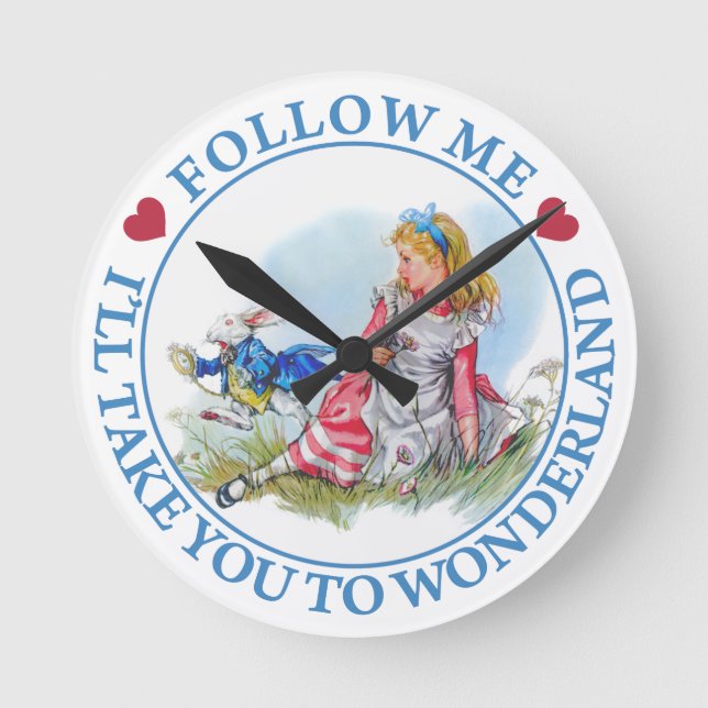 Follow-me, nehme ich Sie nach Märchenland Runde Wanduhr (Vorderseite)