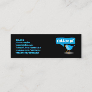 Follow-meblauer Vogel-dünne Profil-Visitenkarten Mini Visitenkarte