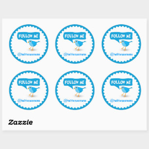 Follow-meTwitter-blauer Vogel-coole runde Runder Aufkleber