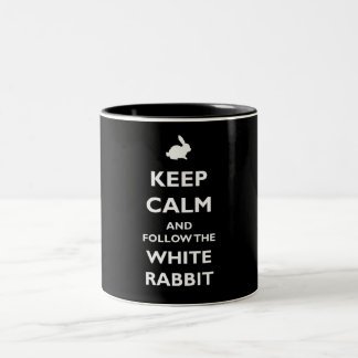 Follow the white rabbit zweifarbige tasse