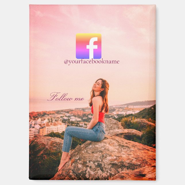 follow us facebook username social media photo  magnet (Vorderseite)