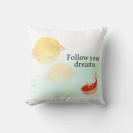 Follow Your Dreams" Koi Fish Pillow | Inspirationa Kissen