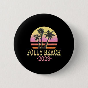 Folly Beach Retro-Strand Familienurlaub Männer Fra Button
