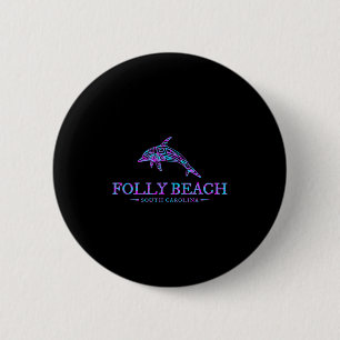 Folly Beach Sc Bunter Delfin Urlaubs-Souvenir  Button