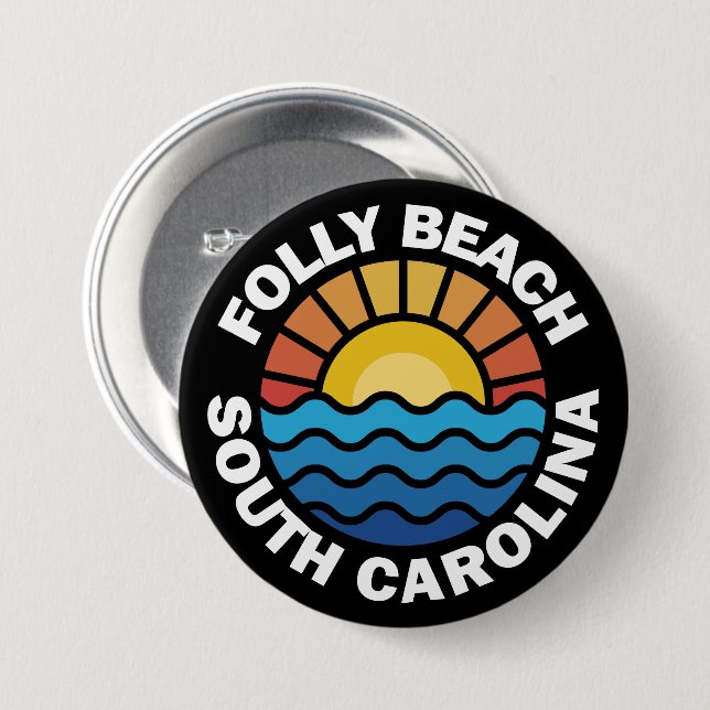 Folly Beach, South Carolina Button (Vorne & Hinten)