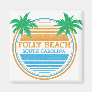 Folly Beach South Carolina Palm Trees Magnet