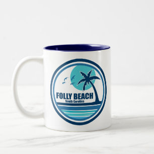 Folly Beach South Carolina Palmen Vögel Zweifarbige Tasse