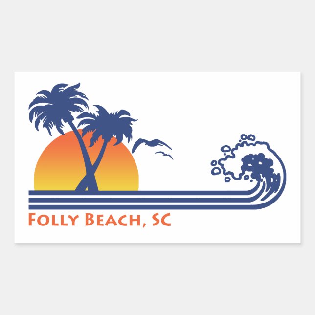 Folly Beach South Carolina Rechteckiger Aufkleber (Vorderseite)