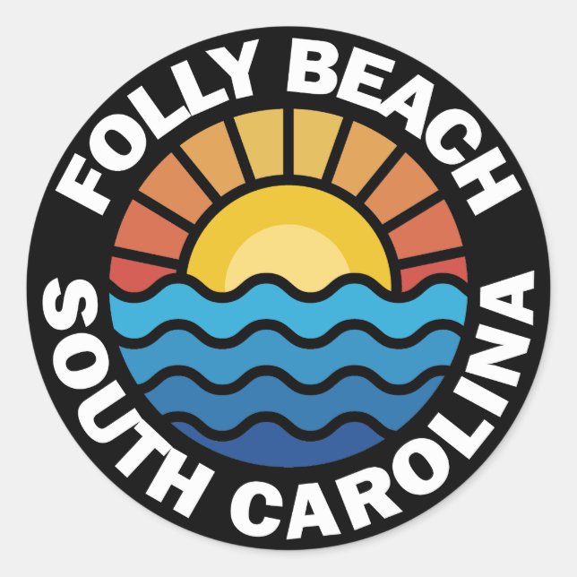 Folly Beach, South Carolina Runder Aufkleber (Vorderseite)