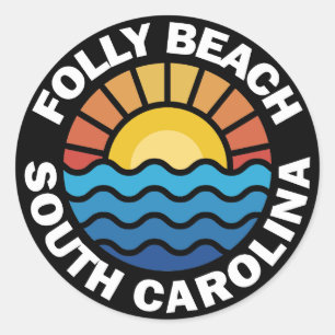 Folly Beach, South Carolina Runder Aufkleber