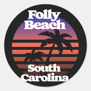 Folly Beach South Carolina Runder Aufkleber
