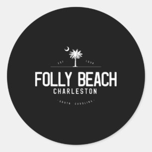 Folly Beach South Carolina Surfen  Runder Aufkleber