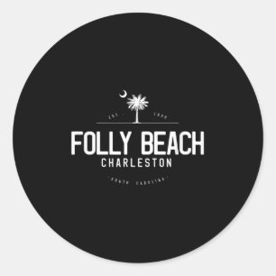 Folly Beach South Carolina Surfen  Runder Aufkleber