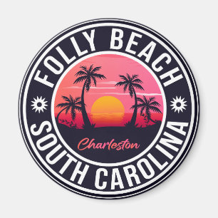 Folly Beach South Carolina - Vintager 60er Souveni Magnet