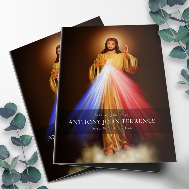 Folterbeerungsprogramm Göttliche Gnade Karte (Funeral Program Template | Funeral Order of Services Divine Mercy)