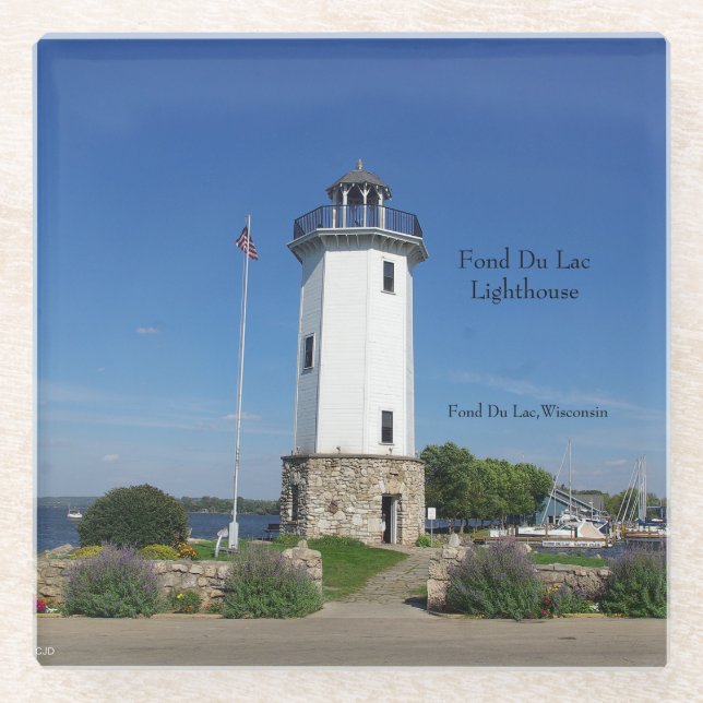 Fond Du lac Lighthouse glass Untersetzer (Vorderseite)