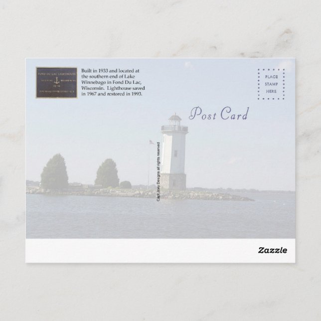 Fond Du Lac Lighthouse Postcard Postkarte (Rückseite)