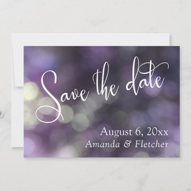 Fond violet flou, Écriture moderne, Save the Date (Devant)