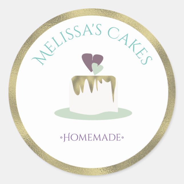 Fondant Wedding Cake Tier Bakery Logo Runder Aufkleber (Vorderseite)