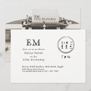 Fonds de machine à écrire Invitations d'anniversai
