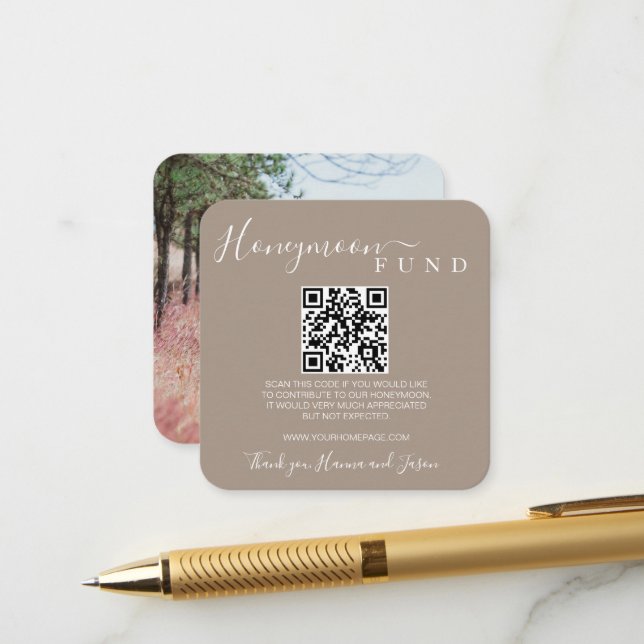 Fonds lune de miel carte Qr avec photo (Devant/Arrière en situation)