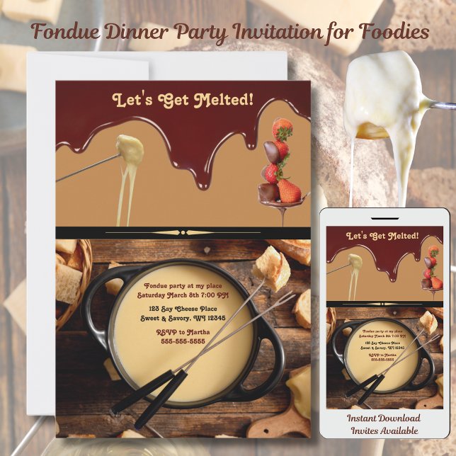 Fondue Dinner Party Einladung für Feinschmecker Ei (Fondue Dinner Party Invitation for Foodies)