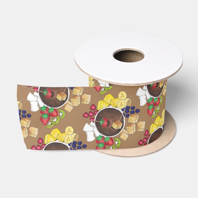 Fondue Fruit Cake Berries Marshmallow Dessert Satinband (Spule)