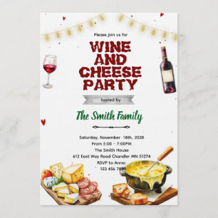 Fondue-Käse-Wein-Party-Einladung Einladung