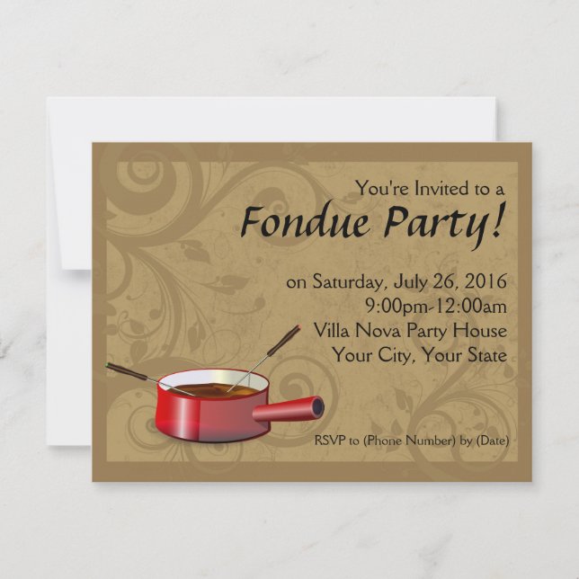 Fondue-Party Einladungen - Schokolade (Vorderseite)
