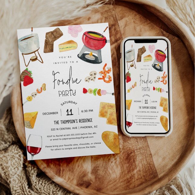 Fondue Party Weinkeller Abendessen Party Einladung (Von Creator hochgeladen)