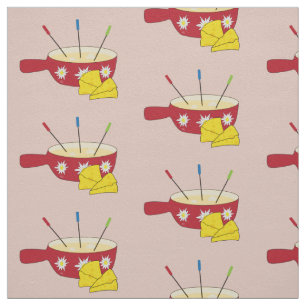 Fondue Pot und Doodle Fabric Stoff